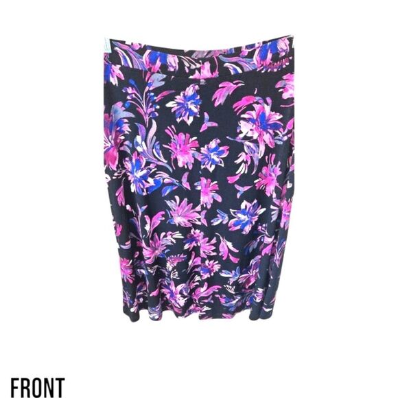 KASPER Plus Size Women's Bright Multi- Color Floral Pull On Midi Skirt 1X - Picture 2 of 12